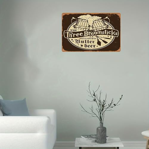 The Three Broomsticks Vintage Metal Tin Sign Durable Hanging Decor
