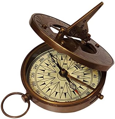 Antique Brass Telescope Nautical Decor 1915 Vintage Compass Set