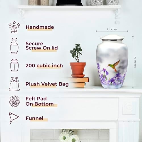 White Hummingbird Cremation Urn for Adult Ashes