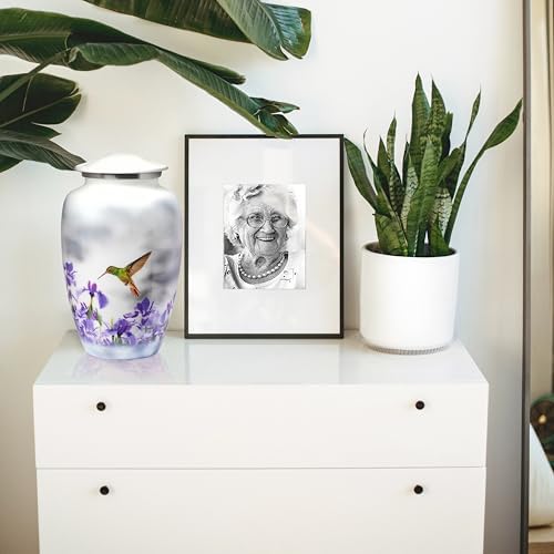 White Hummingbird Cremation Urn for Adult Ashes