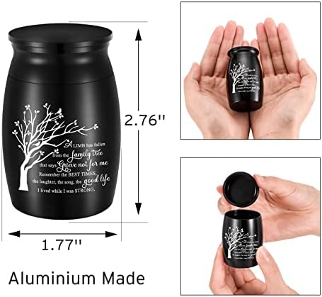 3 Inch Aluminum Mini Urn for Ashes - Tree of Life Keepsake Holder