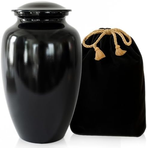 Modern Memorials Cremation Urn Large 200 Cubic Inches Black
