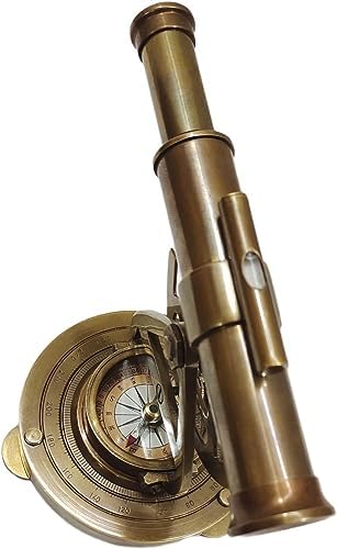 Antique Brass Alidade Compass Telescope for Home Decor