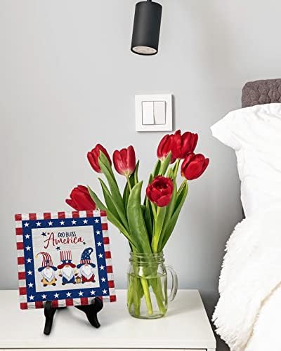 USA Flag Wooden Stand Desk Plaque Decor Sign