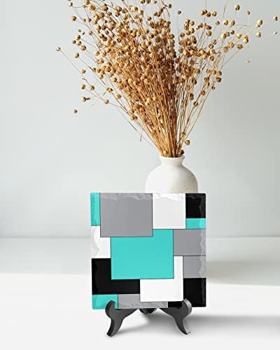 Wooden Stand Desk Decor with Color Block Plaque