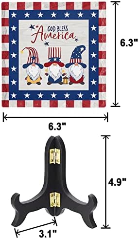 USA Flag Wooden Stand Desk Plaque Decor Sign