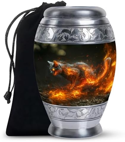 Cat with Light Decorative Urn 10 Inch Cremation Urn