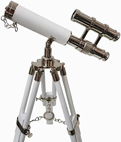 White Leather Nautical Telescope Decor