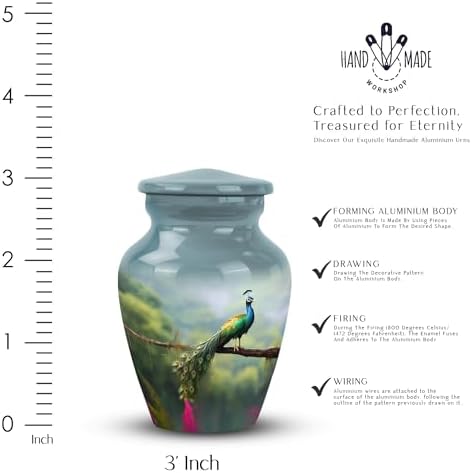 Peacock Design Cremation Urns - 3Inch Ashes Urns Pack of 4