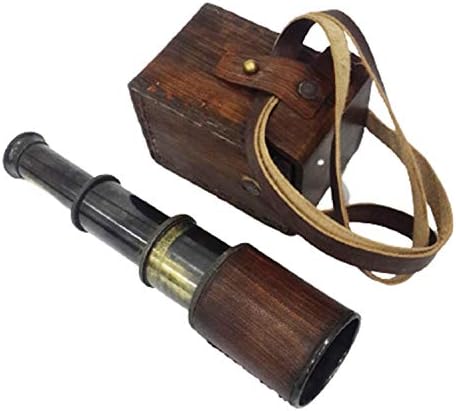 Antique Style 6 Inch Telescope with Brown Leather Case