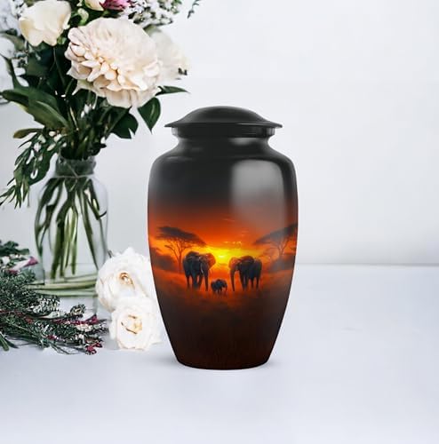 Elephant Sunset Cremation Urn Set of 3