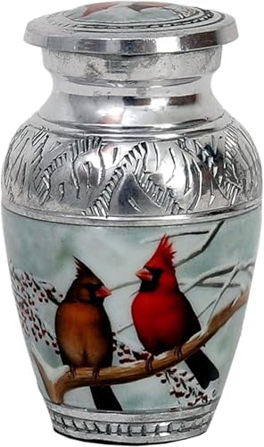 HLC Beautiful Small Cardinal Couple Urn - Memorial for Human Ashes