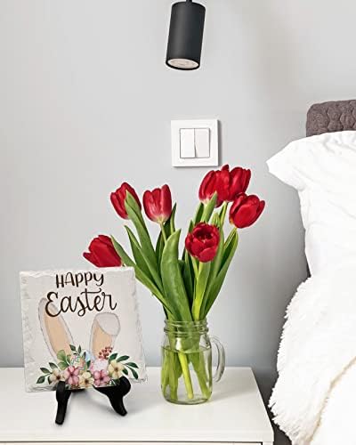 Happy Easter Decorative Desk Plaque with Wooden Stand