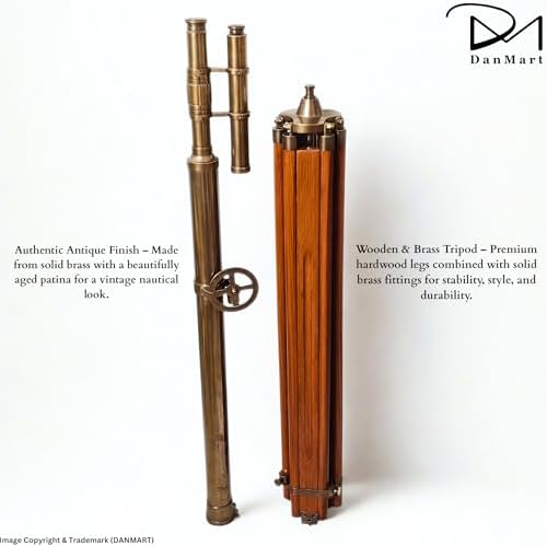 Victorian Antique Telescope Brass Wooden Stand