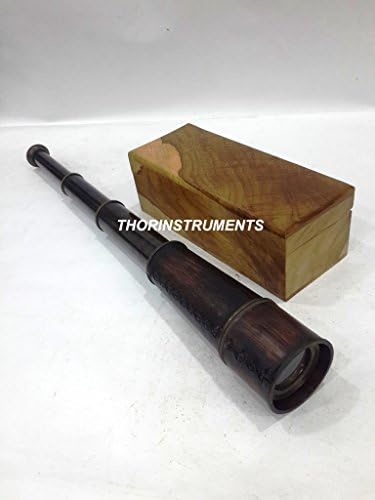 Vintage Bronze Telescope with Natural Wooden Box