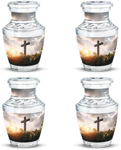 Christ Cross Urn - Durable Aluminum 3 Inch Cremation Urn - 4 Pack