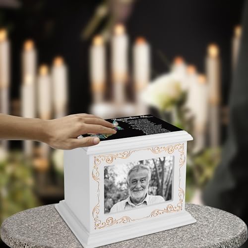Wooden Cremation Urn for Human Ashes with Photo Frame 200 Cubic Inches Capacity