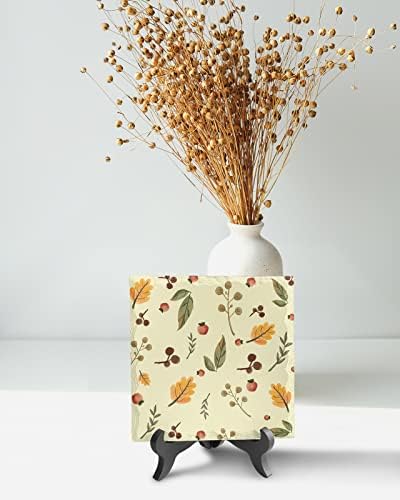 Wooden Stand Desk Decor with Ceramic Plaque