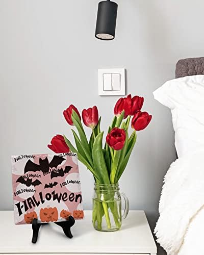 Halloween Desk Decor with Pink Geometric Plaque Stand