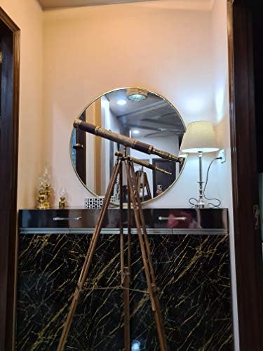 Antique Wooden Tripod Telescope with Brass Tube