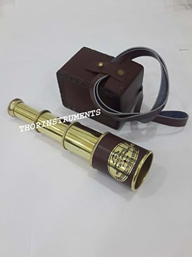 Vintage Nautical Brass Telescope with Leather Case