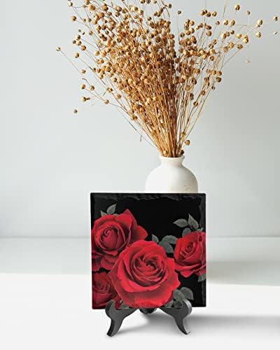 Close-Up Rose Desk Decorative Plaque with Stand
