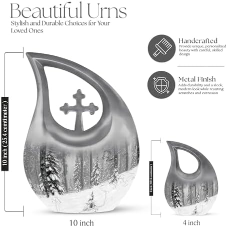 Snowflakes Urn - Small Decorative Ash Cremation Urn for Women and Men