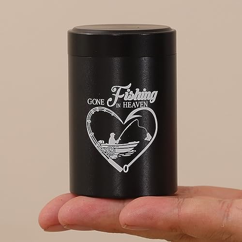 7 Cubic Inches Mini Cremation Urn Set of 1 Black Fishing