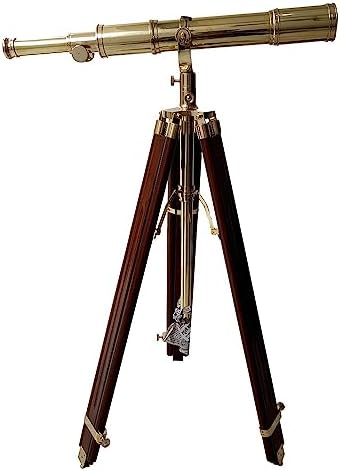 Shiny Brass Telescope with Wooden Stand