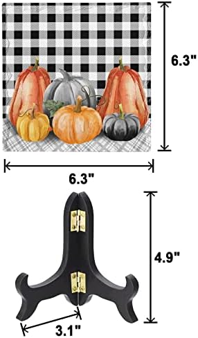 Fall Pumpkin Decorative Desk Plaque with Wooden Stand