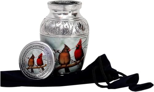 HLC Beautiful Small Cardinal Couple Urn - Memorial for Human Ashes