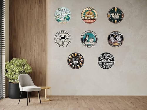Funny Chicken Breakfast Metal Sign 8x8in Round