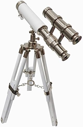 White Leather Nautical Telescope Decor