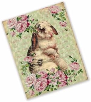 Retro Metal Bunny Easter Wreath Tin Sign Aluminum 8x12 Inch