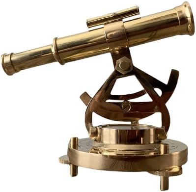 Brass Telescope Alidade with Compass Base Decorative Home Dcor