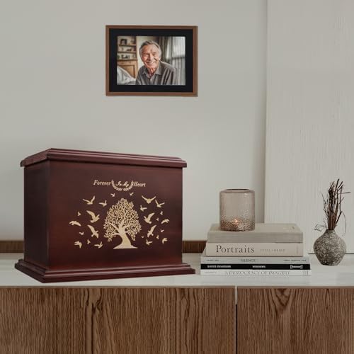Cremation Urns for Human Ashes Walnut Wooden Urn with Picture Frame