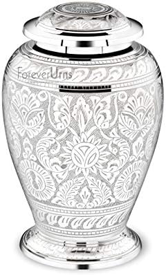 Forever Urns Adult Cremation Urn with Dove Texture 200 Cu In White Handcrafted