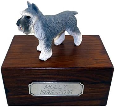 Conversation Concepts Personalized Pewter Urn with Gray Schnauzer Figurine