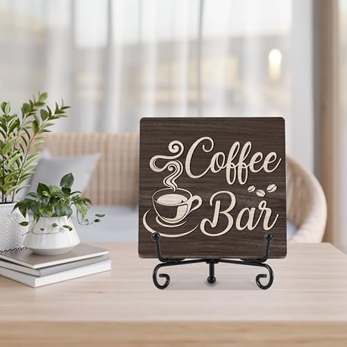 Coffee Bar Sign with Iron Stand for Home Kitchen Office