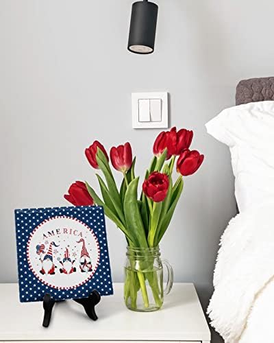 Independence Day Gnome Desk Decor with Blue White Stars