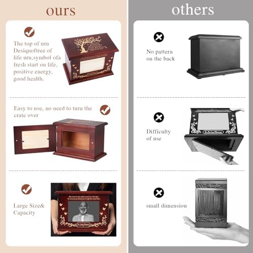 Himake Solid Walnut Cremation Urn with Engraved Panel