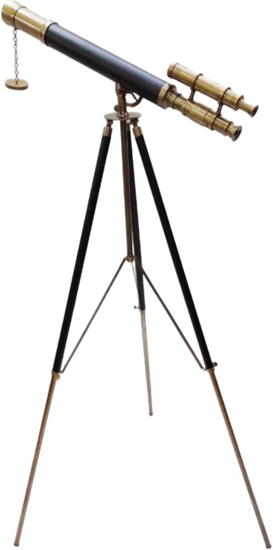 Vintage Marine Brass Telescope with Adjustable Tripod Stand