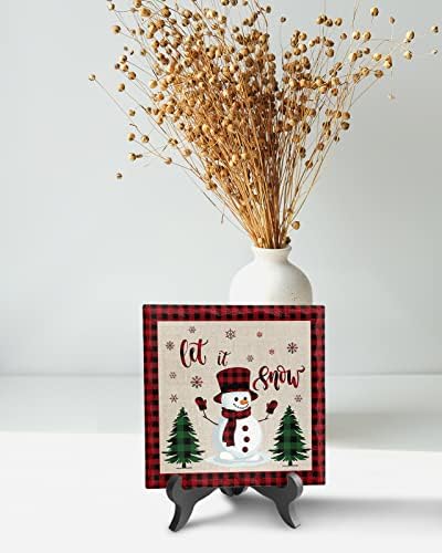 Christmas Desktop Plaque with Wooden Stand