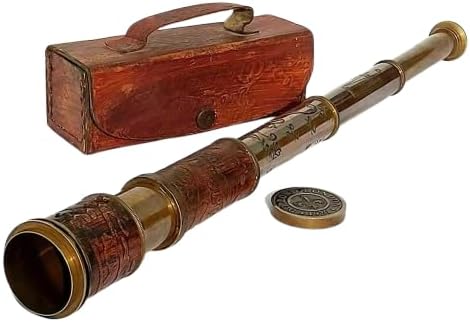 VINTEXX Enterprises Antique Brass Telescope Spyglass - 5X Magnification Vintage Nautical Decor