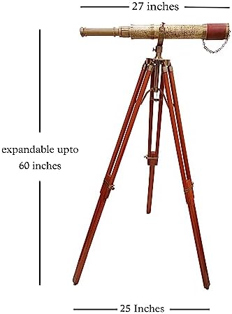 Vintage Royal Moon Arc Telescope with Brown Leather and Brass Finish