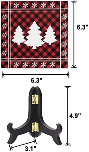 Wooden Stand Ceramic Desk Plaque with Christmas Tree Design