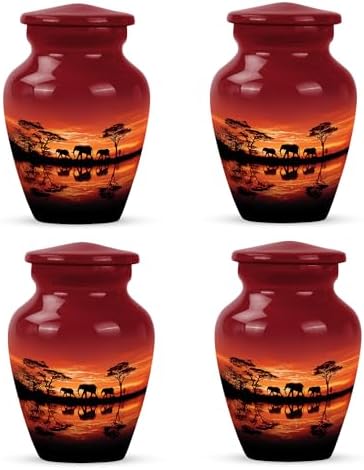Mini Ash Urns Set of 4 - 3 Inch Decorative Cremation Urns