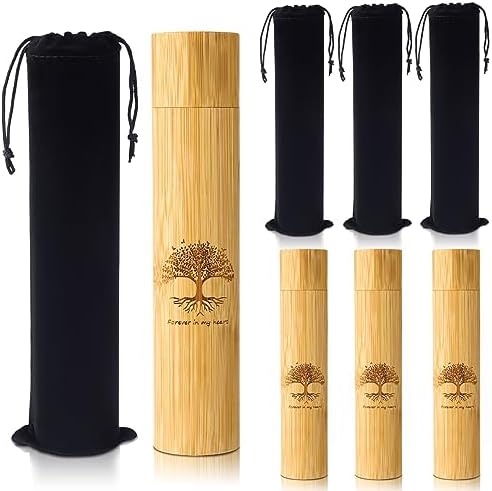 Thyle 2-Piece Bamboo Ash Urn Set with Black Velvet Bags