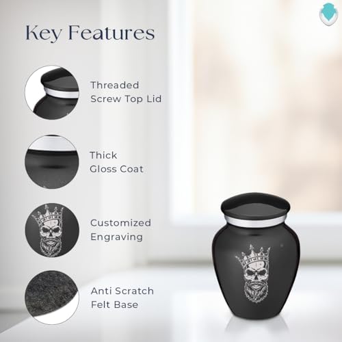 GetUrns Skull Cremation Urn with Double Side Engraving