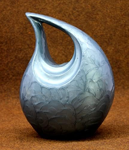 eSplanade Metal Cremation Urn - 10 Inch Grey Teardrop